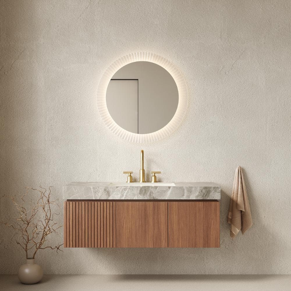 MURI 48 in. Floating Bathroom Vanity with Sink, Light Gray Sintered Stone Top, Ceramic Basin, Brown Oak Woodgrain price history on PriceWatchPro