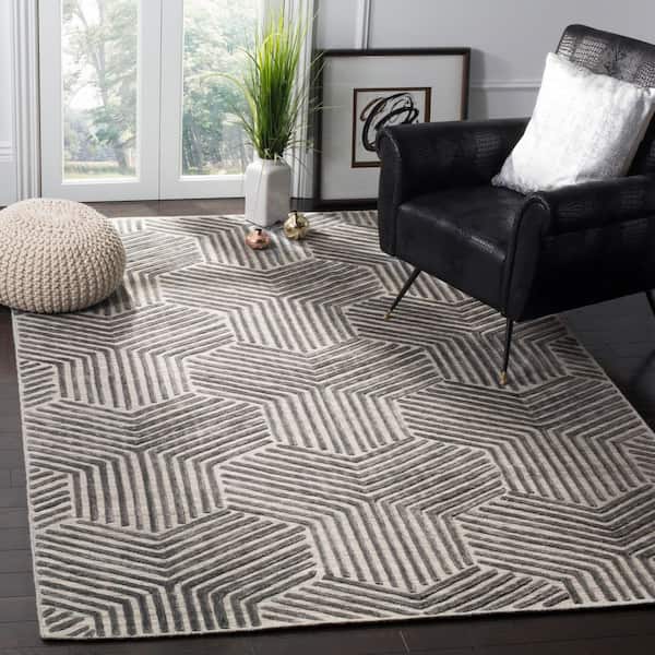 Mirage 6 ft. x 9 ft. Light Gray/Charcoal High-Low Geometric Area Rug