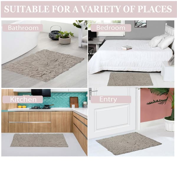 Home Weavers Bell Flower Collection 100% Cotton Tufted Bath Rugs, Extra  Soft and Absorbent Bath Rugs, Non-Slip Bath Mats, Machine Washable,  Bathroom