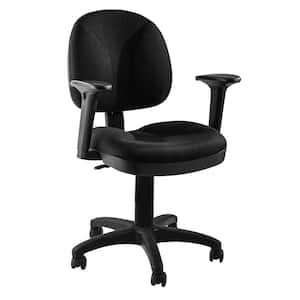 Comfort Fabric Seat Swivel Adjustable Height Upholstered Ergonomic Task Chair in Black with Arms