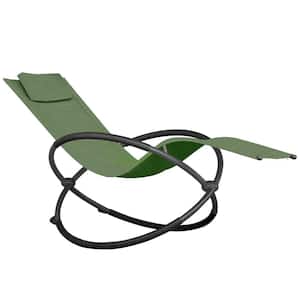Orbital Powder Coated Steel Sling Outdoor Rocking Chair Lounger in Olive Grove Green