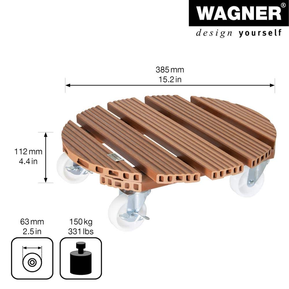 15.1" Terra Cotta Wood Plastic Composite Round Plant Caddy