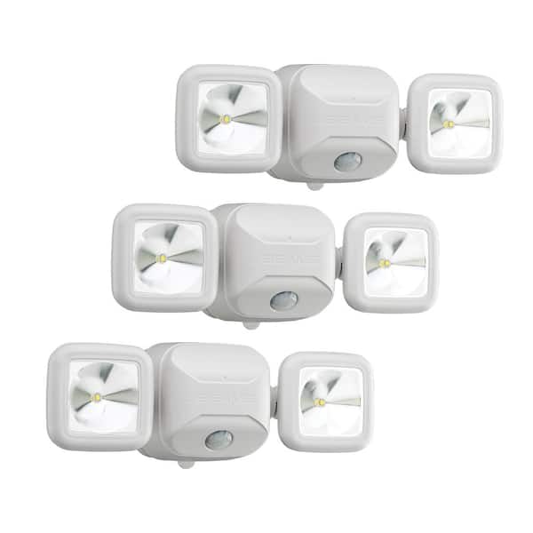Mr Beams NetBright Networked Outdoor 500 Lumen Battery Powered Motion Activated LED Twin Head Security Light, White (3-Pack)