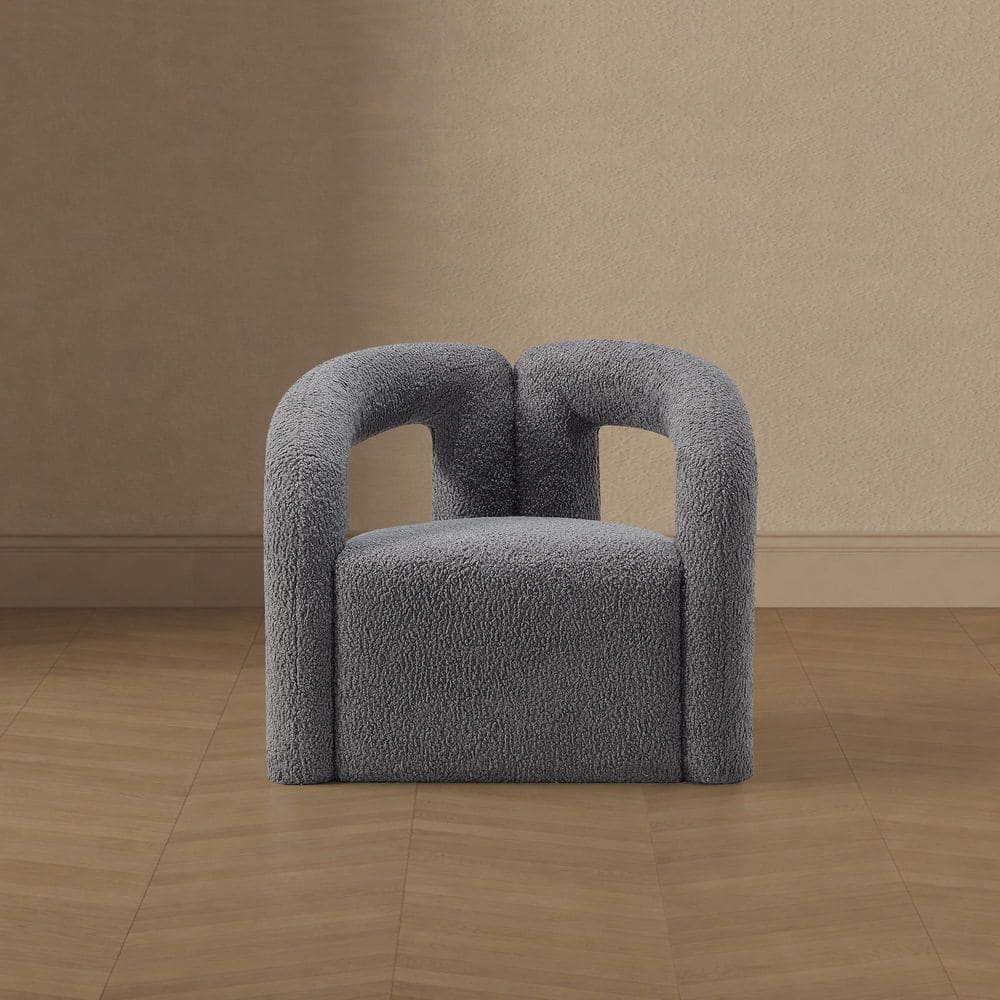 Darian Grey Modern Boucle Fabric Upholstered Accent Chair