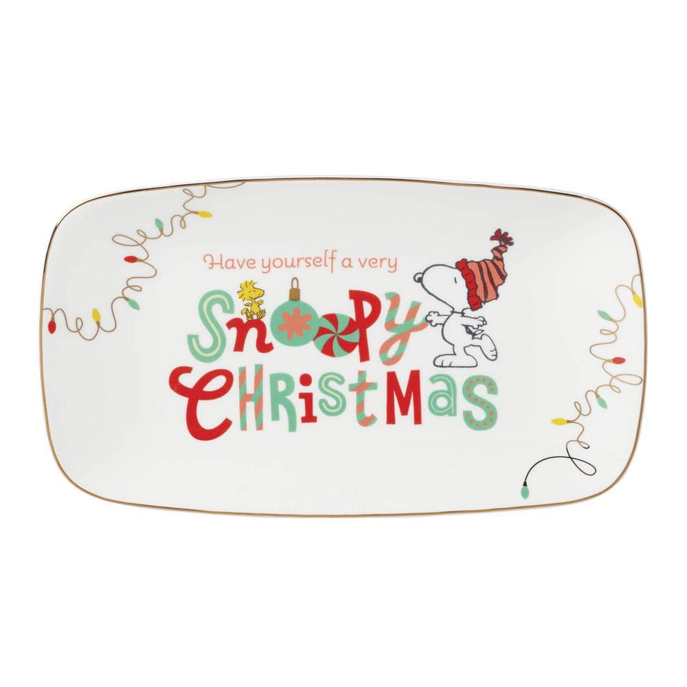 Lenox Snoopys Christmas 7.75 in. W 1 in. H 13.75 in. D Multi-Colored Porcelain Serving Tray