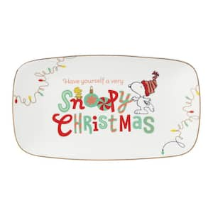 Snoopys Christmas 7.75 in. W 1 in. H 13.75 in. D Multi-Colored Porcelain Serving Tray