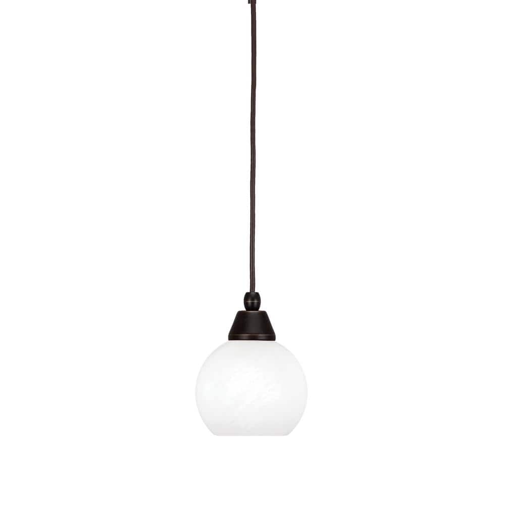 Bryson 5.75 in. 1-Light Dark Granite Cord Pendant Light with 5.75 in. White