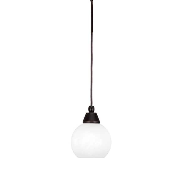 Unbranded Bryson 5.75 in. 1-Light Dark Granite Cord Pendant Light with 5.75 in. White Marble Glass Shade, no bulb included
