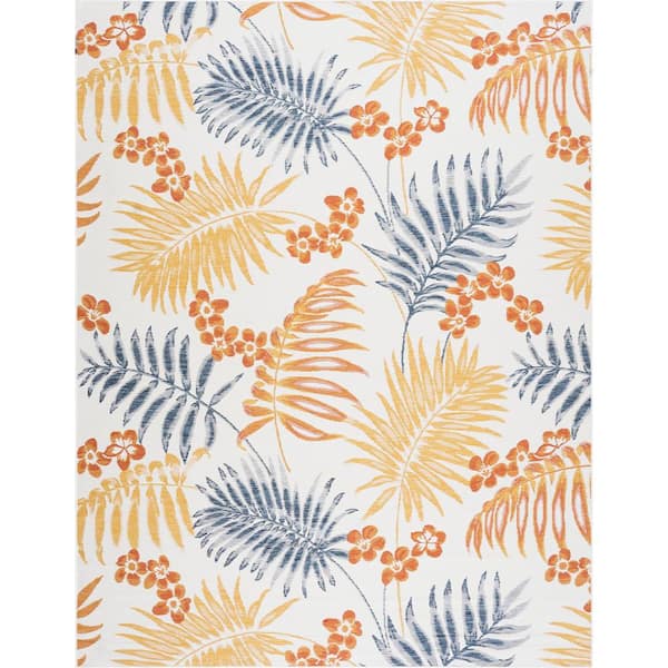 Flora Multi-Color 8 ft. x 10 ft. Floral Indoor/Outdoor Area Rug