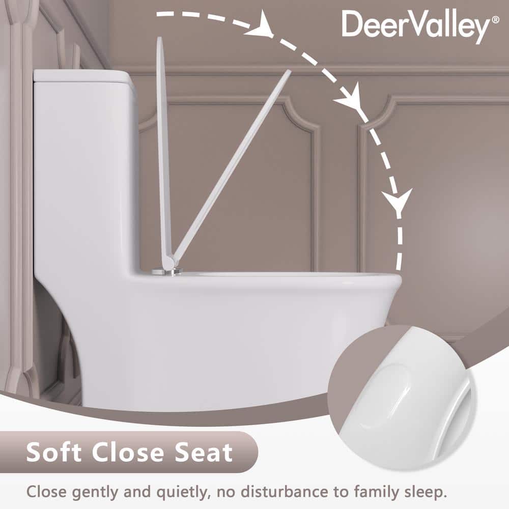 White Ceramic Elongated Dual Flush One-Piece Toilet