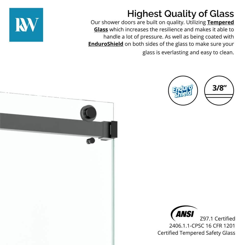 72-Inch Matte Black Frameless Double Sliding Shower Door with Clear Glass