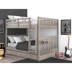 Light Ash Series Gray Full Size Bunkbed with 3-Drawers
