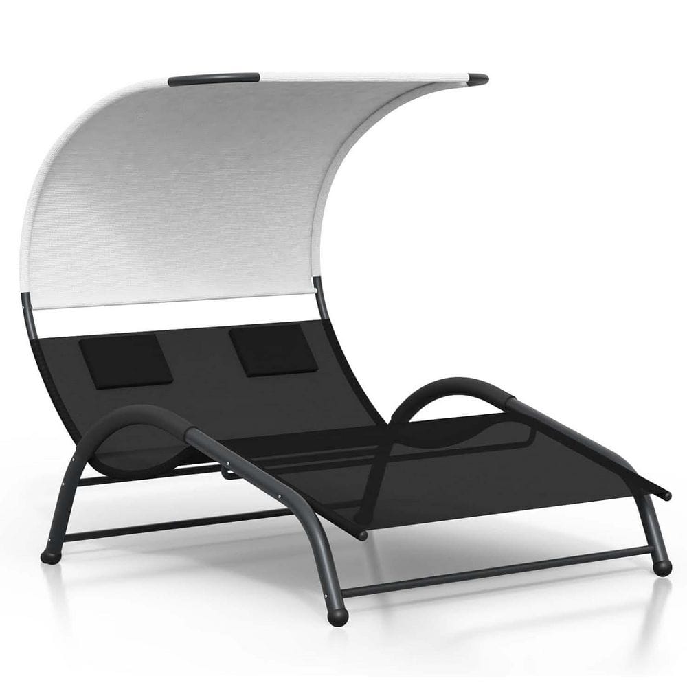 Patio Chaise Lounge, Zero Gravity Chair, Metal Frame, Outdoor Double Chaise