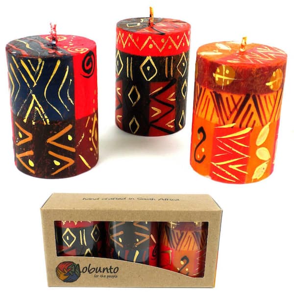 Global Craft Unscented Hand-Painted Gold Votive Candles Boxed Bongazi Design (Set of 3)