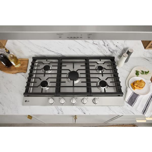 LG 36in GAS Cooktop with 20K BTU and EasyClean Cooktop - Silver