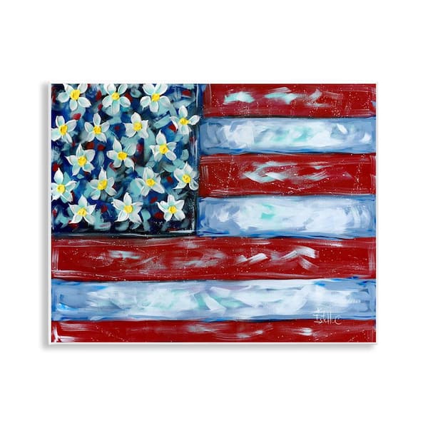 Flower Stars and Stripes Flag by Estelle Grengs Unframed Nature Graphic Art Print 11 in. x 14 in.