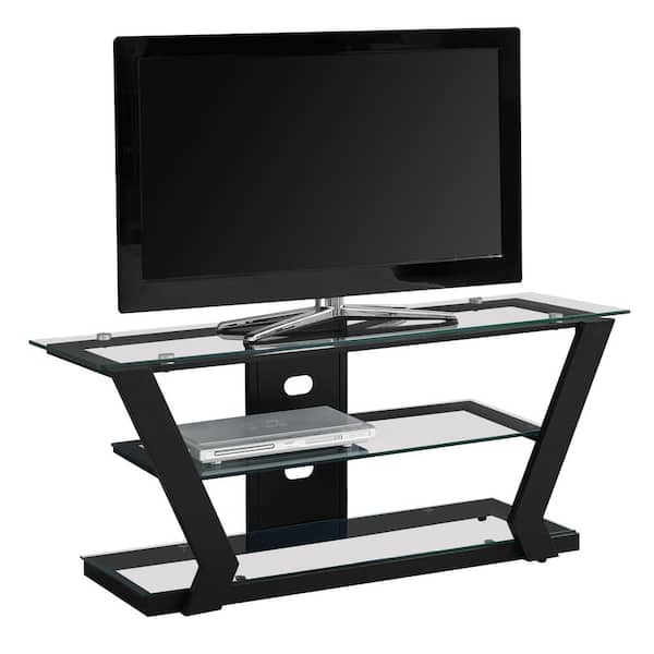 Unbranded 48 in. Black Metal TV Stand Fits TVs Up to 48 in. with Cable Management