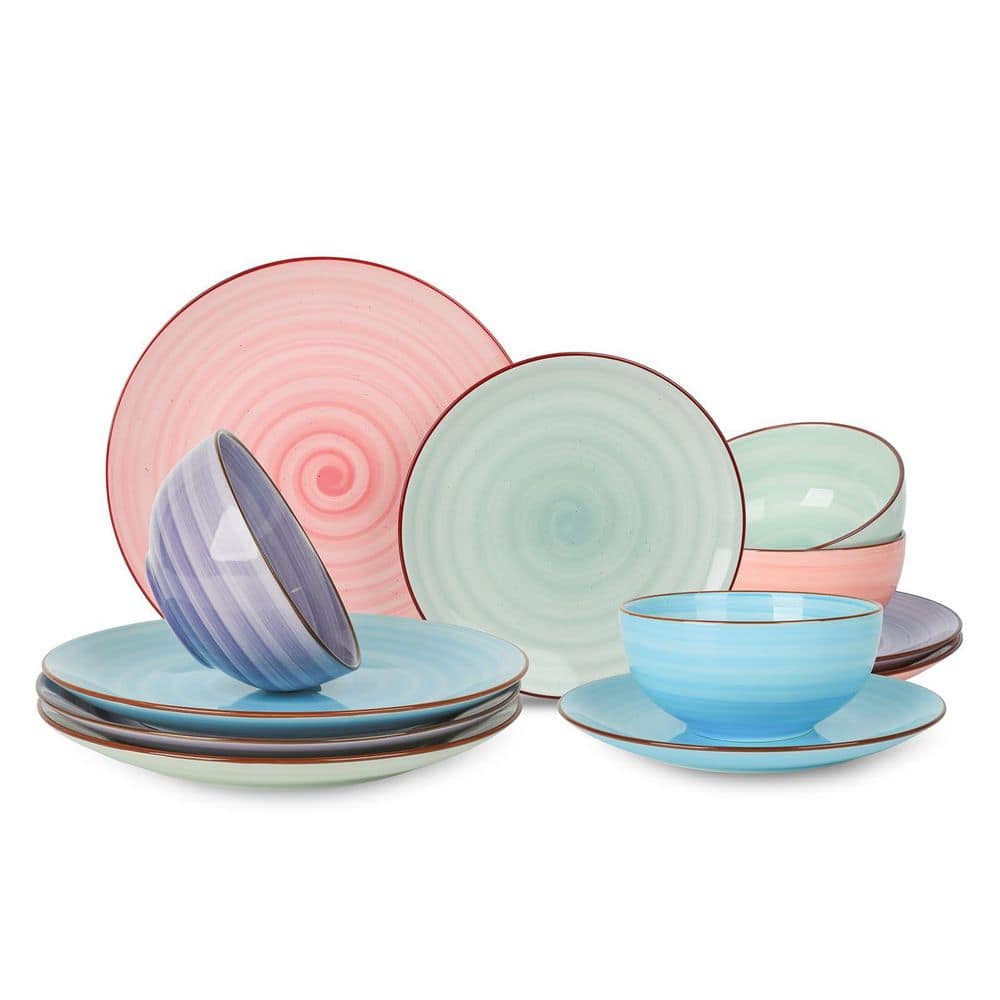 12-Piece Gradient Muticolor Ceramic Dinnerware Set (Service for 4), Scratch Resistant, Dishwasher & Microwave Safe price history on PriceWatchPro