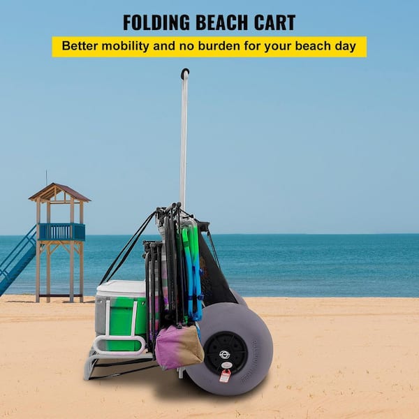 VEVOR Beach Carts 29.5 in. to 49.2 in. Height Folding Sand Cart 165 lbs.  Loading with 13 in. TPU Balloon Wheel for Picnic Fish PHTSTCYCBDZ12UJUTV0 -  The Home Depot