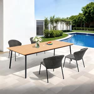4-Piece Garden Stackable Wicker Outdoor Dining Chairs in Gray