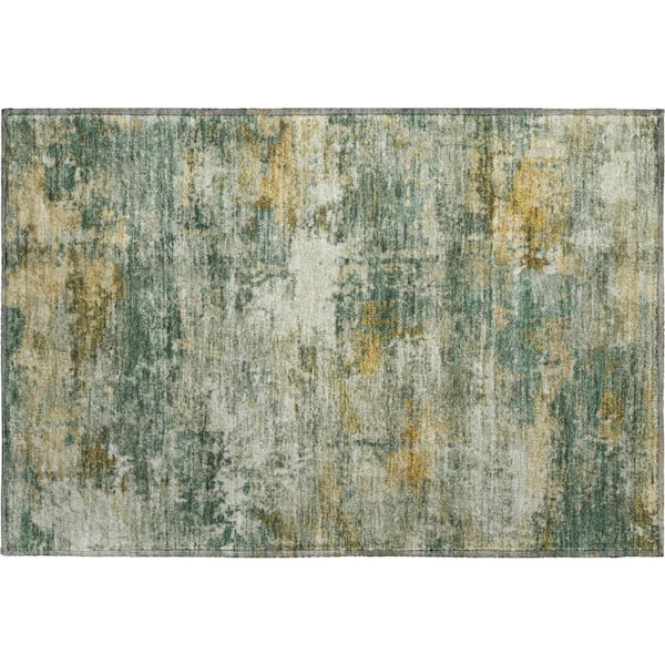 Mayfield Premium Machine Washable Abstract AMF2368 Fern 3 ft. x 4 ft. Area Rug