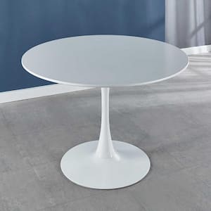42.12 in. White Wood Top Round Dining Table