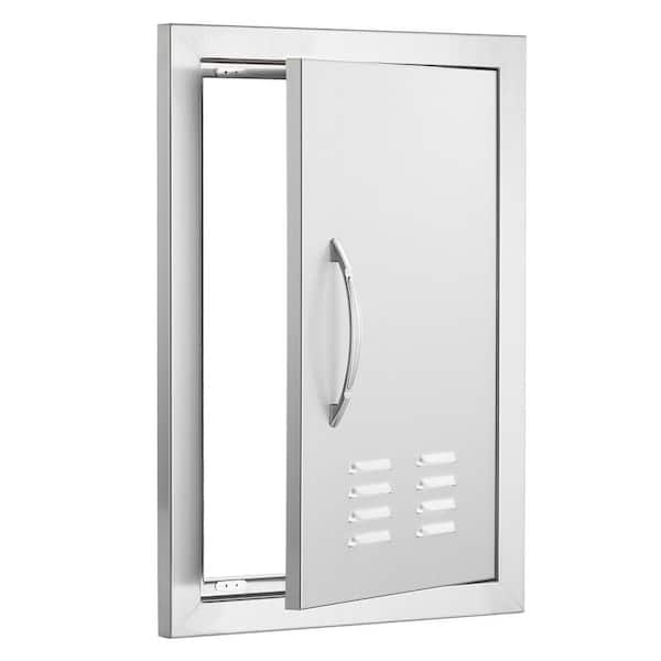 30 in. W x 21 in. H Double Access Door Double Wall Stainless Steel Outdoor Cabinets with Hooks Brushed Steel BBQ Doors