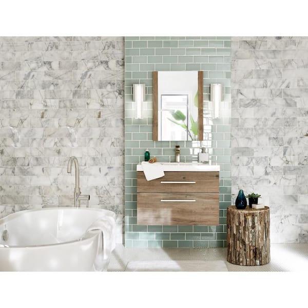 20 in. W x 28 in. H Rectangular Wood Framed Wall Bathroom Vanity Mirror in White Washed Oak