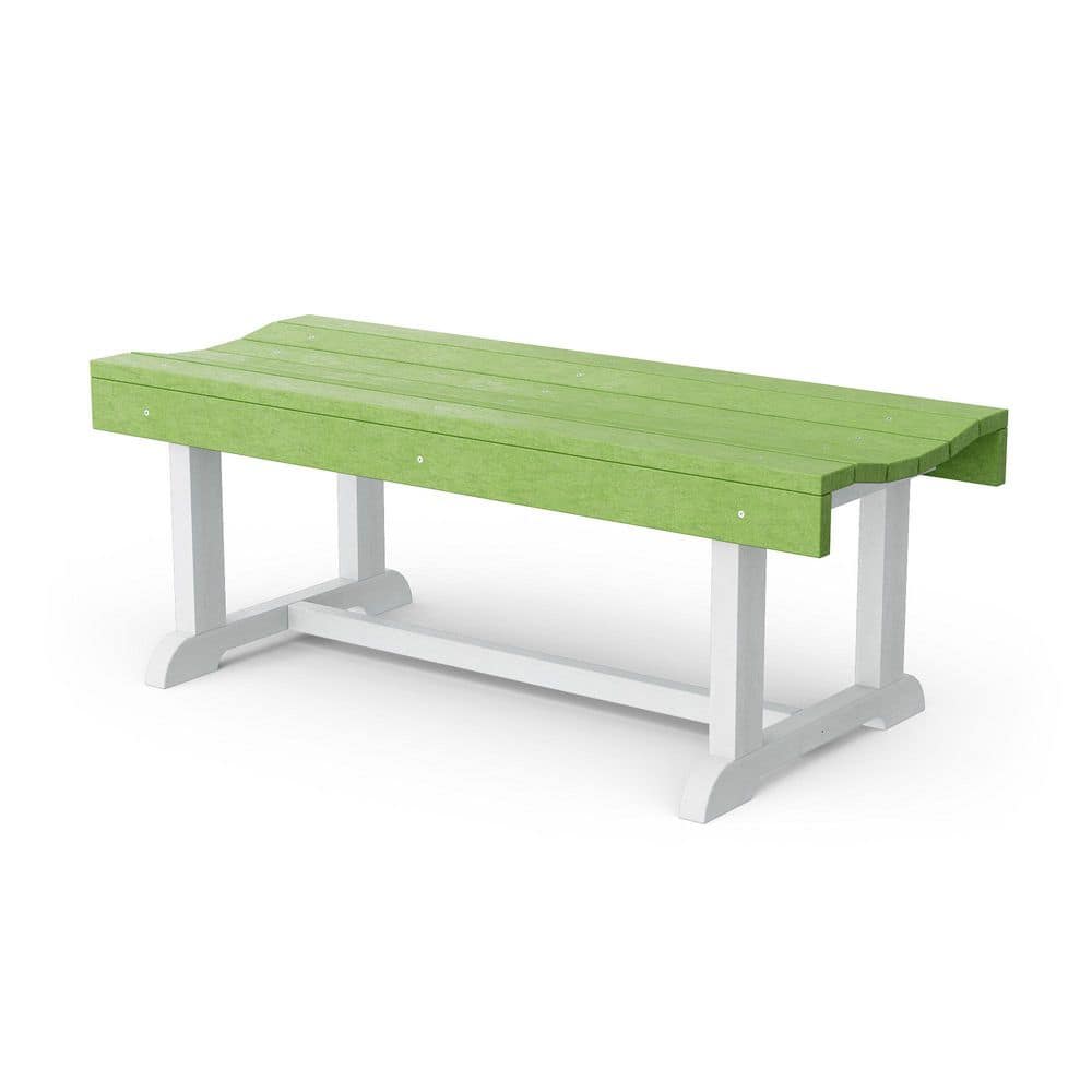 Heritage 42 in. Lime Green and White HDPE Plastic Outdoor Patio Backless Bench price history on PriceWatchPro