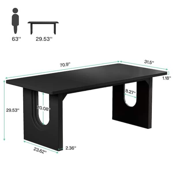 BYBLIGHT Lanita 70.9 in. Rectangular Black Engineered Wood