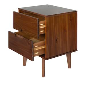 Mid Century Modern 2-Drawer Wood Nightstand (2-Pack) - Walnut