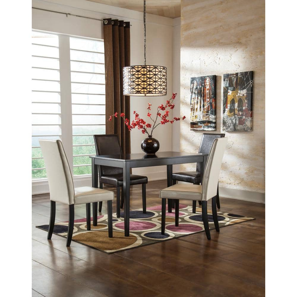 Dark Brown Rectangular Wood Dining Table for Four