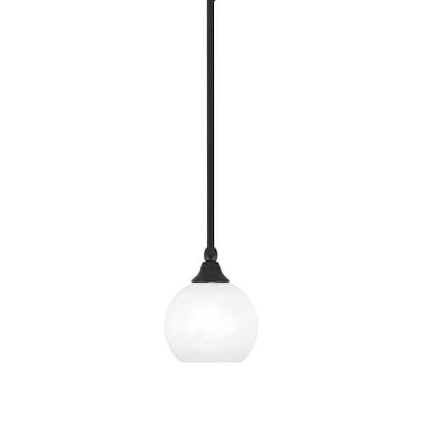 Unbranded Sparta 100-Watt 1-Light Espresso Shaded Pendant Light Mini Pendant with White Marble Glass, No Bulb Included