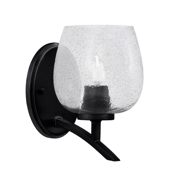 Unbranded Siena 6 in.1-Light Matte Black Sconce with 6 in. Smoke Bubble Glass Shade No Bulb Included