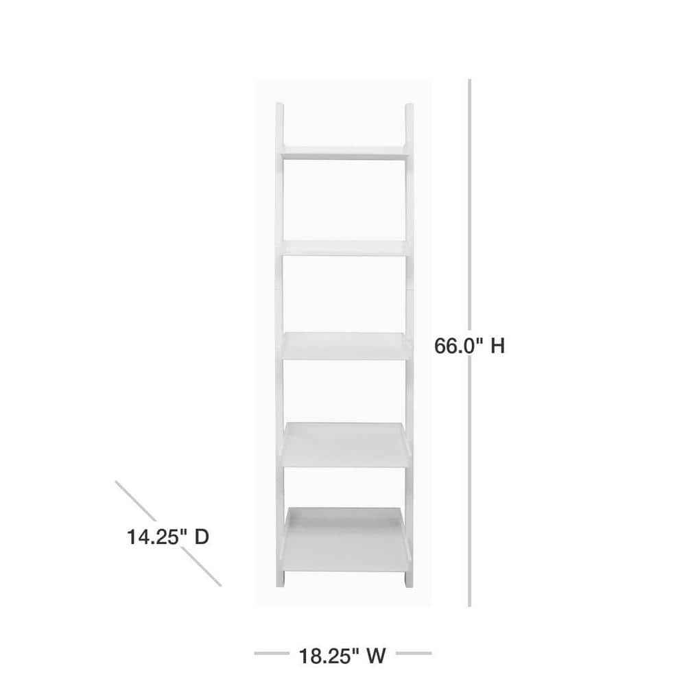 Hadfield 5-Tier White Ladder-Style Leaning Wall Shelf