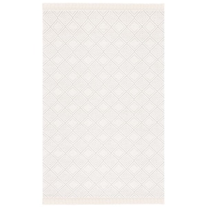 Marbella Ivory 3 ft. x 5 ft. Geometric Solid Color Area Rug