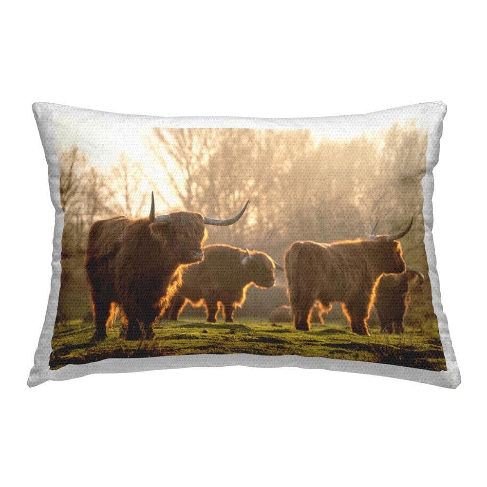 Longhorn Herd Grazing Outdoor Printed Throw Pillow by Martin Podt Photography price history on PriceWatchPro