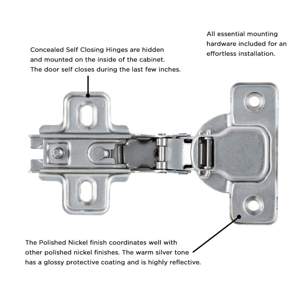 Brushed Nickel Frameless Cabinet Hinge with 105° Opening