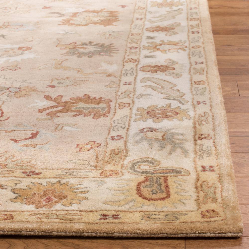 Handmade Taupe/Ivory Wool Tufted Rectangular Area Rug, 5' x 8'