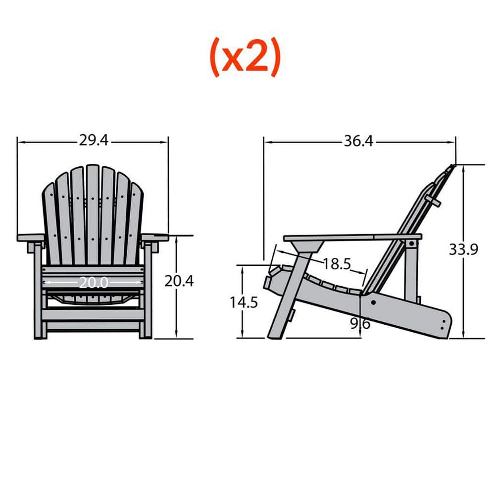 Hamilton Coastal Teak Folding Reclining Adirondack Chairs Set