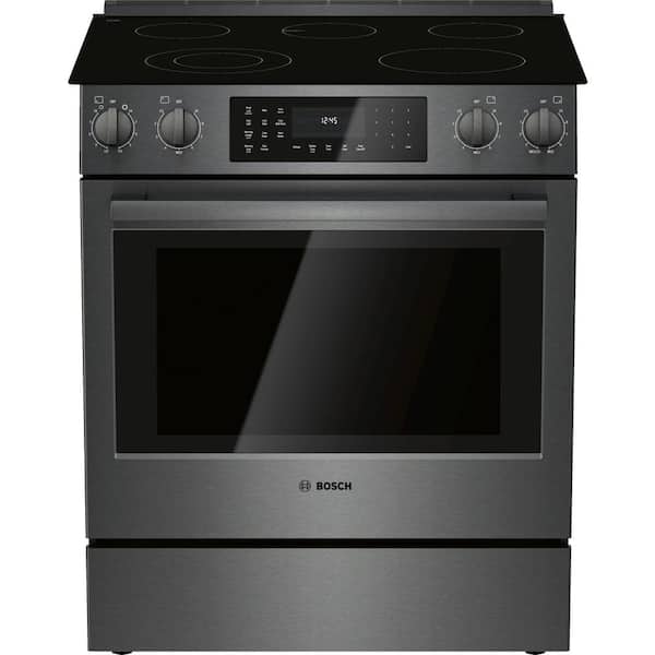Bosch 800 Series 30 in. 4.6 cu. ft. Slide-In Electric Range with Self-Cleaning Convection Oven in Black Stainless Steel