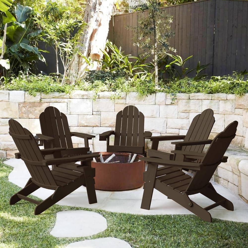 LUE BONA Recycled Coffee Brown HDPS Folding Plastic Adirondack