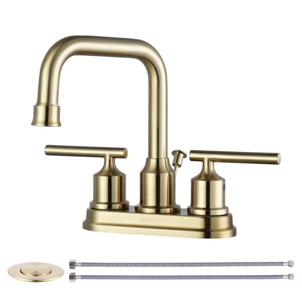 Reviews for WOWOW 4 in. Centerset Double Handle High Arc Bathroom ...