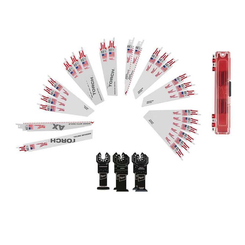 MILWAUKEE SAWZALL Demolition Wood & Metal Cutting Reciprocating Saw Blade Set 5 TPI (2 5 PC) & Oscillating Blade Set (5-PC) (49-22-1113S-)