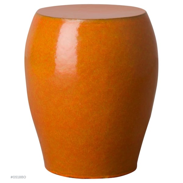 Emissary Seiji 18 in. H Bright Orange Round Ceramic Garden Stool