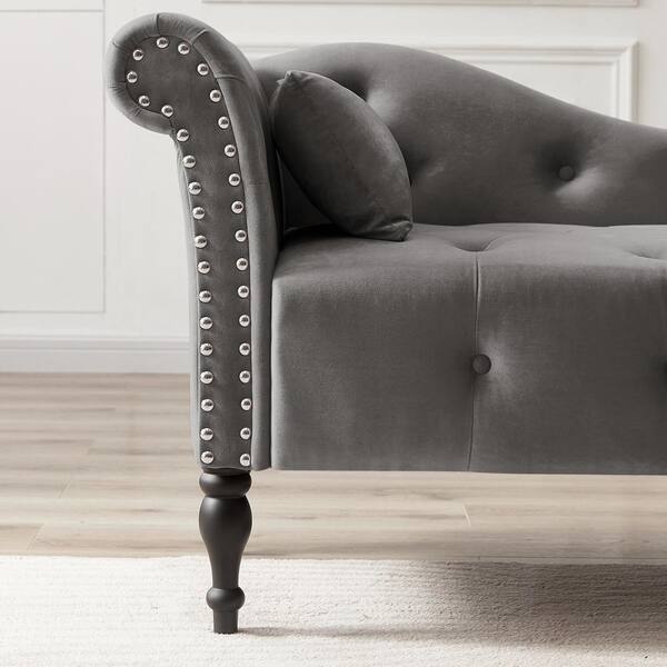 grey velvet chaise lounge