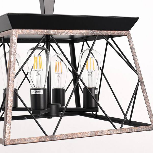 vintage an・an no.37 Briignite 4-Light Vintage Black and Rust Chandelier Pendant for