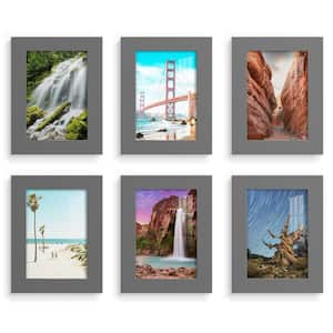 Modern 3.5 in. x 5 in. Grey Picture Frame (Set of 6)