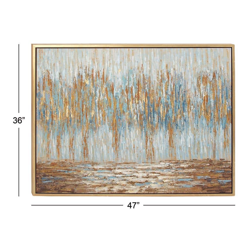 47" x 36" Blue and Gold Abstract Tree Framed Wall Art