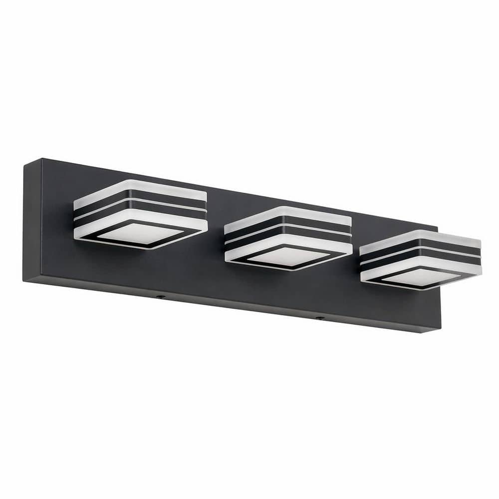 20 In. 3-Light Modern Black Bathroom LED Vanity Light with Square Acrylic Lampshades price history on PriceWatchPro